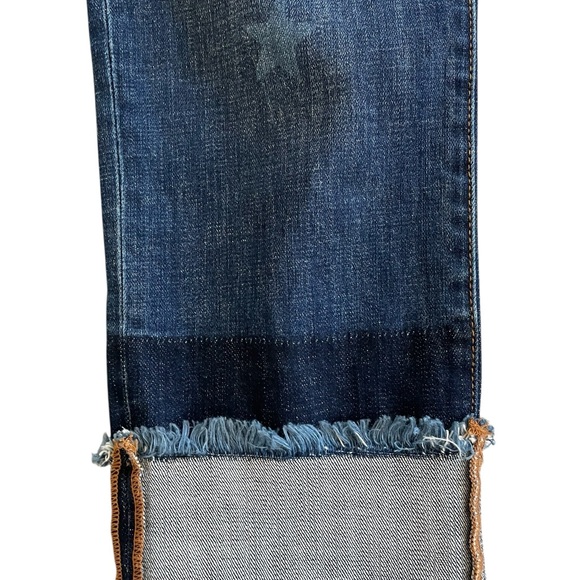 CAbi Jeans Denim Cuffed Slim Boyfriend #3937 Low Rise Two Tone Star Print Size 2 - Picture 4 of 9